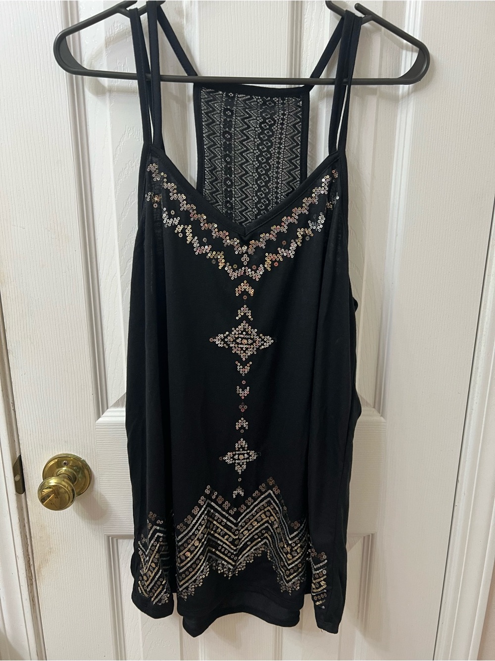 (Never Worn) No Boundaries Black Sequin Embellished Tank Tunic with Lace Back